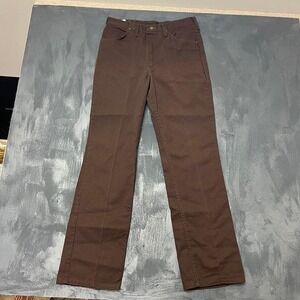 Vintage Rustler Pants Mens 32x32 Brown 1970s Bootcut USA Cotton Wrangler
